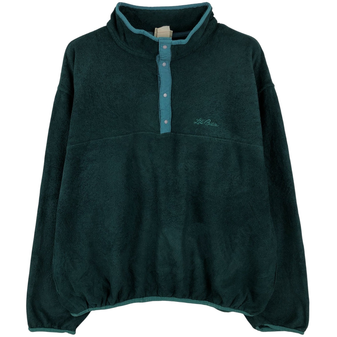 90'S LLBean Half-Snap Fleece Pullover, Men's Size L, Vintage unclear Green type dark green Vintage Second Hand