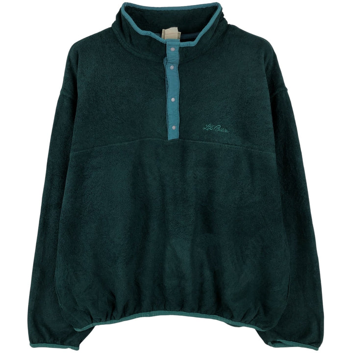 90'S LLBean Half-Snap Fleece Pullover, Men's Size L, Vintage unclear Green type dark green Vintage Second Hand