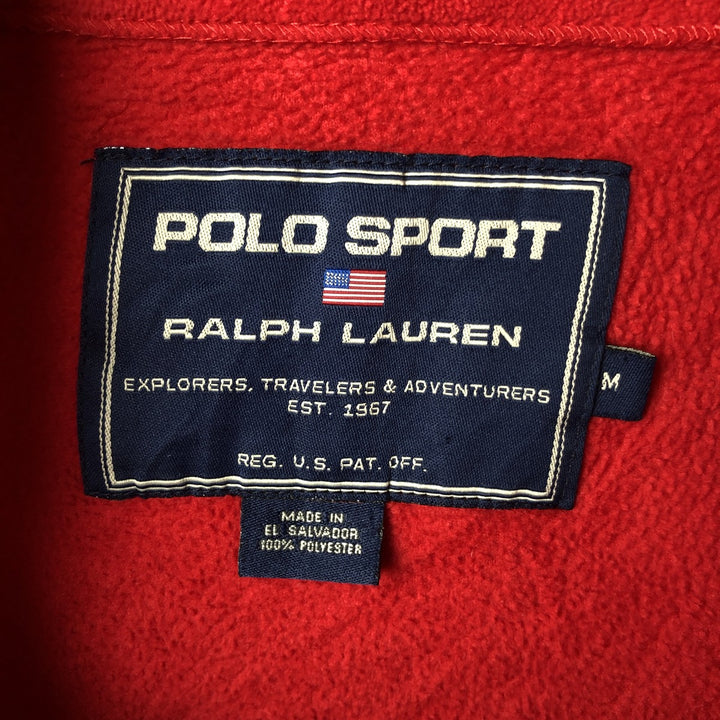 Vintage 90'S Ralph Lauren Polo Sport half-zip fleece pullover anorak jacket, size M, men's polyester red type Vintage Second Hand
