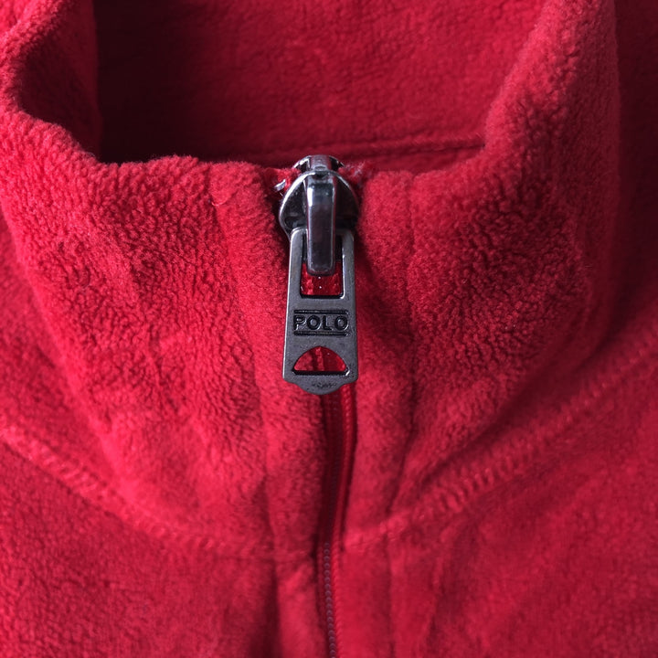 Vintage 90'S Ralph Lauren Polo Sport half-zip fleece pullover anorak jacket, size M, men's polyester red type Vintage Second Hand