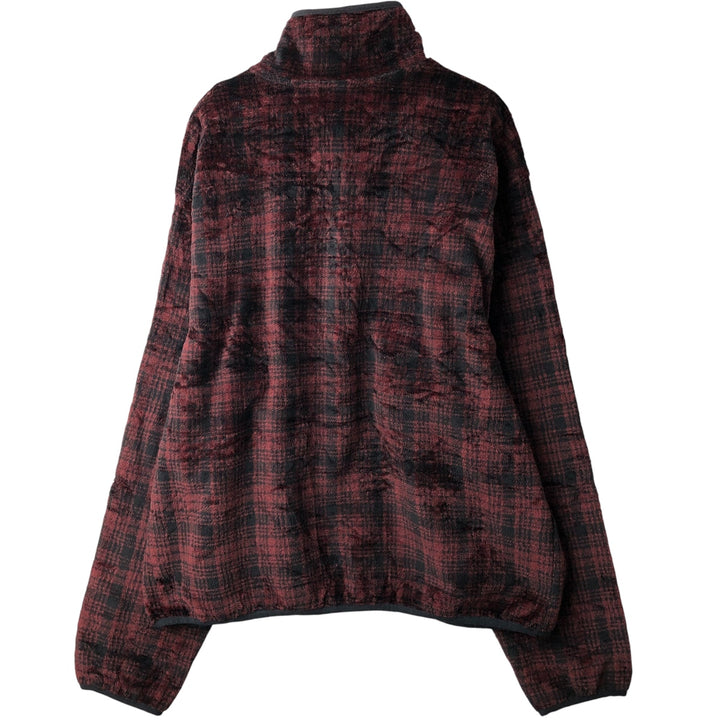 2000'S WOOLRICH Check Pattern Half-Zip Fleece Pullover, Made in USA, Men's XL polyester burgundy type Vintage Second Hand
