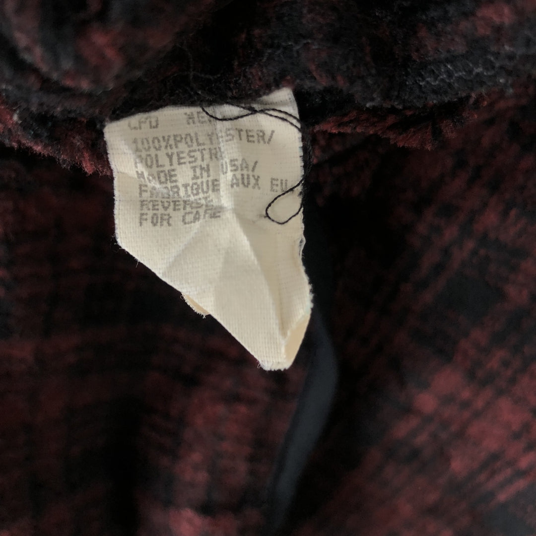 2000'S WOOLRICH Check Pattern Half-Zip Fleece Pullover, Made in USA, Men's XL polyester burgundy type Vintage Second Hand