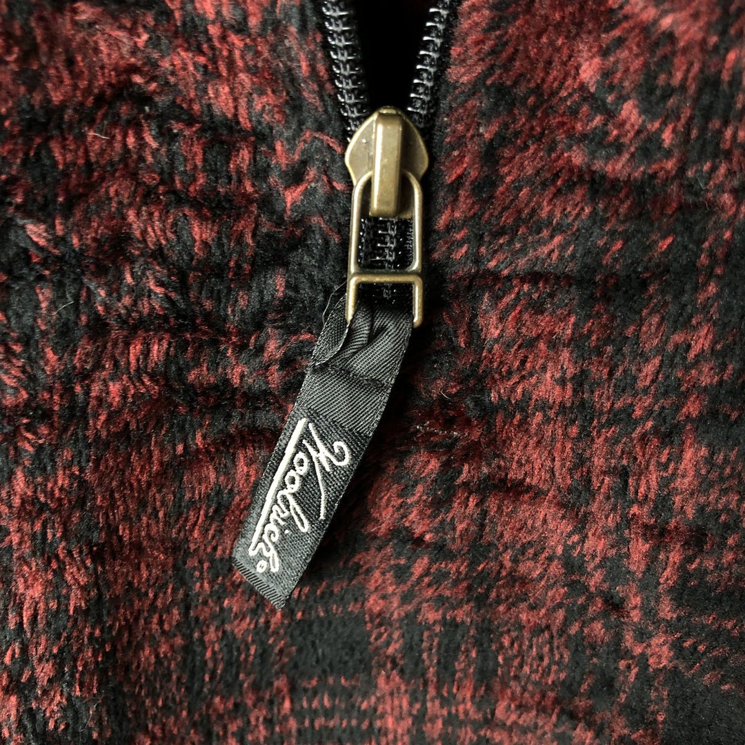 2000'S WOOLRICH Check Pattern Half-Zip Fleece Pullover, Made in USA, Men's XL polyester burgundy type Vintage Second Hand