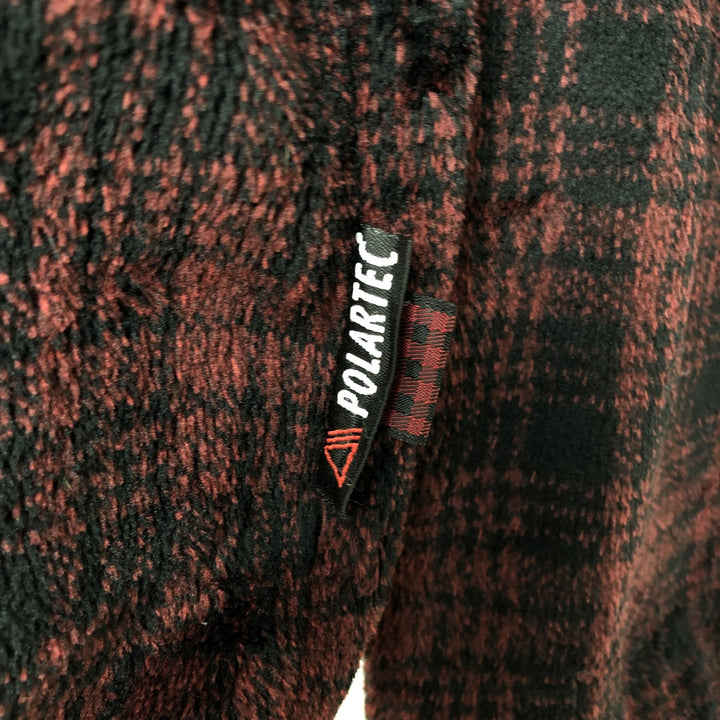 2000'S WOOLRICH Check Pattern Half-Zip Fleece Pullover, Made in USA, Men's XL polyester burgundy type Vintage Second Hand
