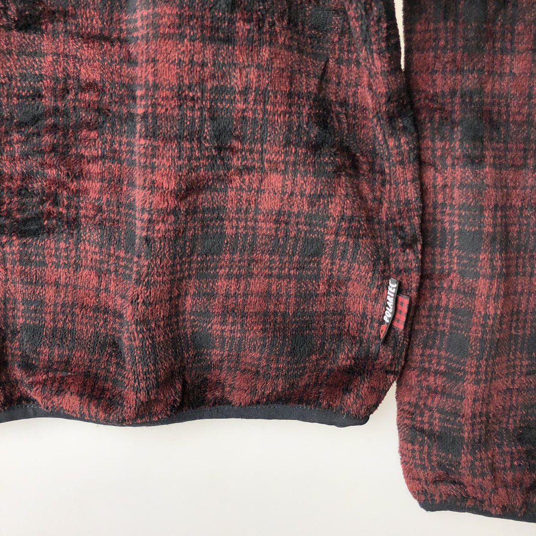 2000'S WOOLRICH Check Pattern Half-Zip Fleece Pullover, Made in USA, Men's XL polyester burgundy type Vintage Second Hand