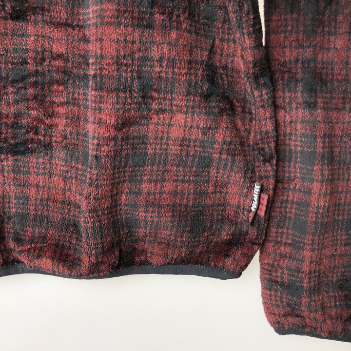 2000'S WOOLRICH Check Pattern Half-Zip Fleece Pullover, Made in USA, Men's XL polyester burgundy type Vintage Second Hand