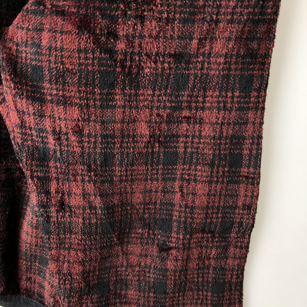 2000'S WOOLRICH Check Pattern Half-Zip Fleece Pullover, Made in USA, Men's XL polyester burgundy type Vintage Second Hand