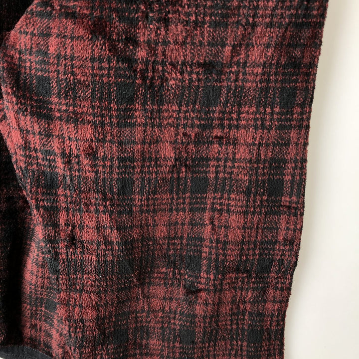 2000'S WOOLRICH Check Pattern Half-Zip Fleece Pullover, Made in USA, Men's XL polyester burgundy type Vintage Second Hand