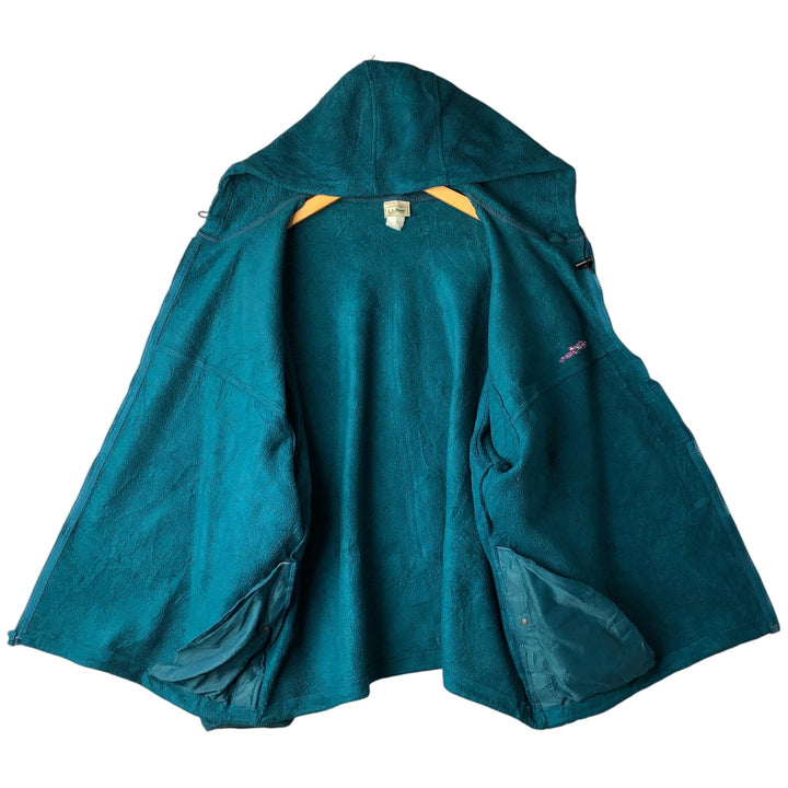 90s-00'S LLBean Fleece Full-Zip Hoodie, Men's, Size XXL unclear Emerald green Vintage Second Hand