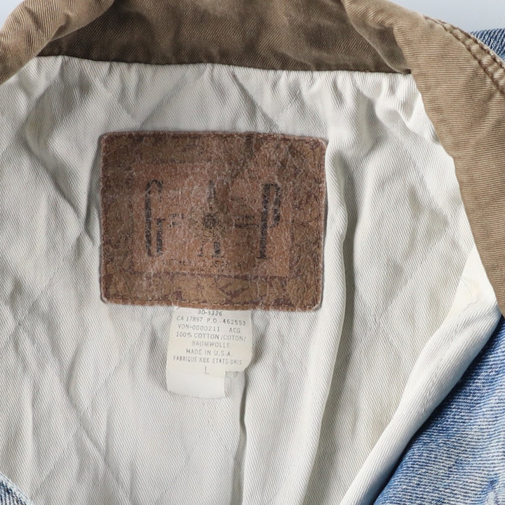 90'S GAP Vintage Denim Jacket, Made in USA, Men's Size L cotton blue type Vintage Second Hand