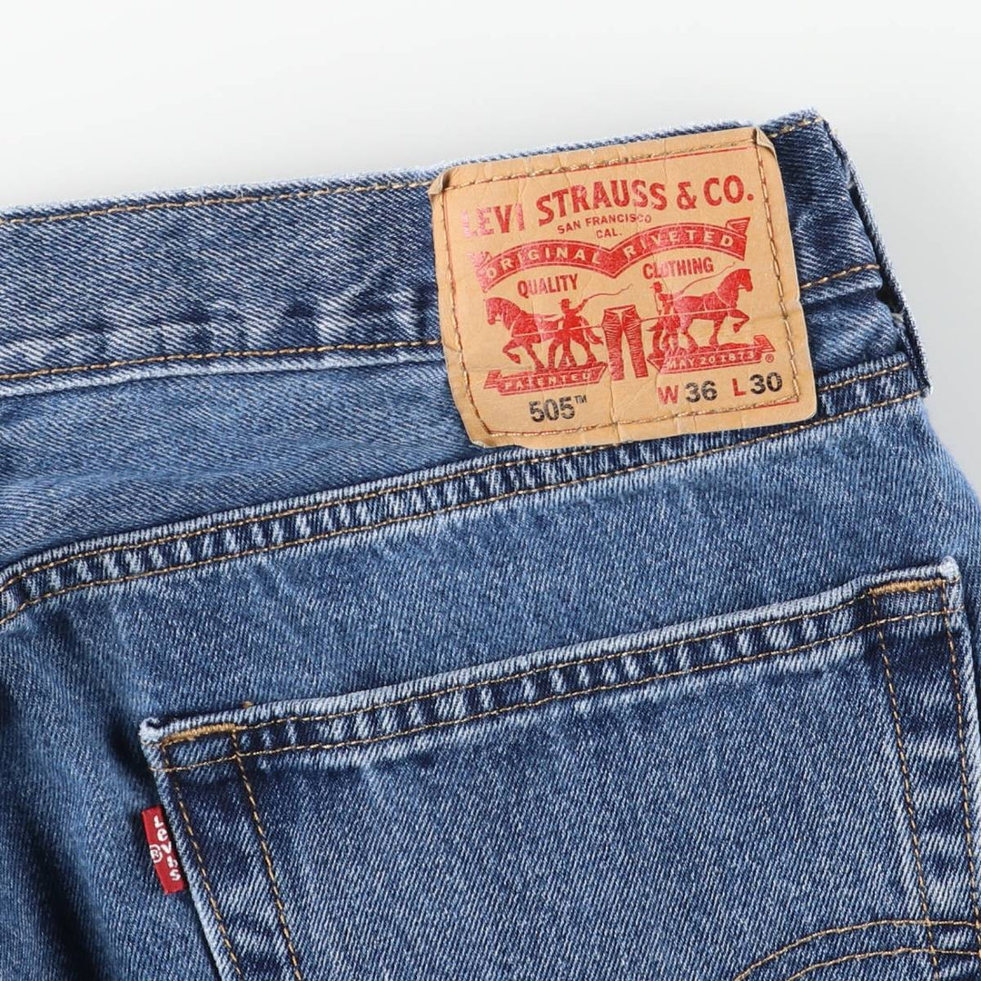 Levi's 505 tapered denim pants for men, size w36 cotton blue type Vintage Second Hand