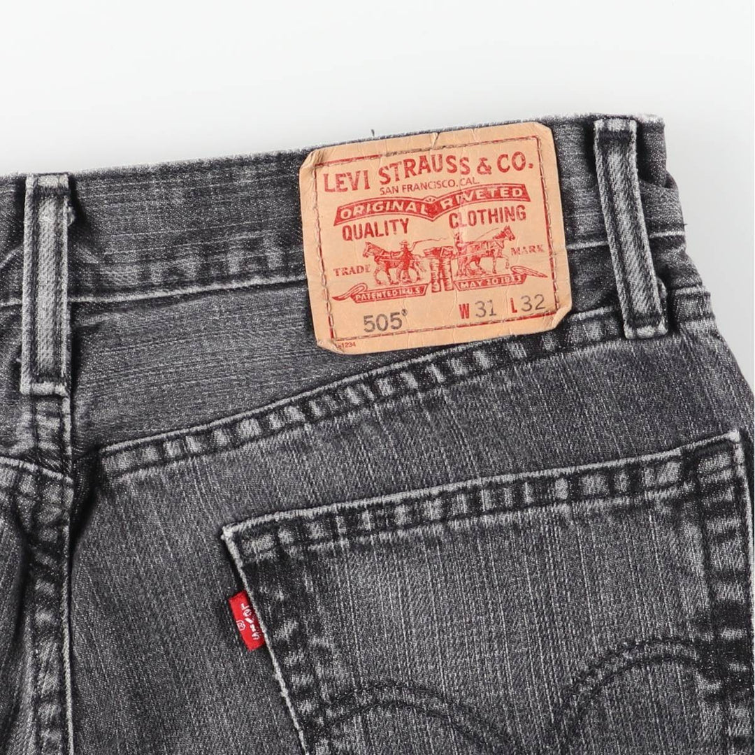 Levi's 505 STRAIGHT FIT Black Denim Tapered Denim Pants Men's W32 equivalent cotton black type Vintage Second Hand