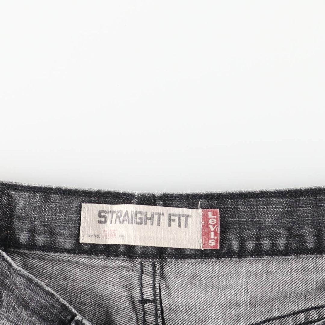 Levi's 505 STRAIGHT FIT Black Denim Tapered Denim Pants Men's W32 equivalent cotton black type Vintage Second Hand