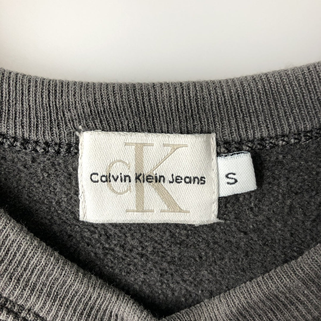 90s-00'S Calvin Klein Jeans Logo Sweatshirt, Made in USA, Men's Size Small cotton gray type Vintage Second Hand