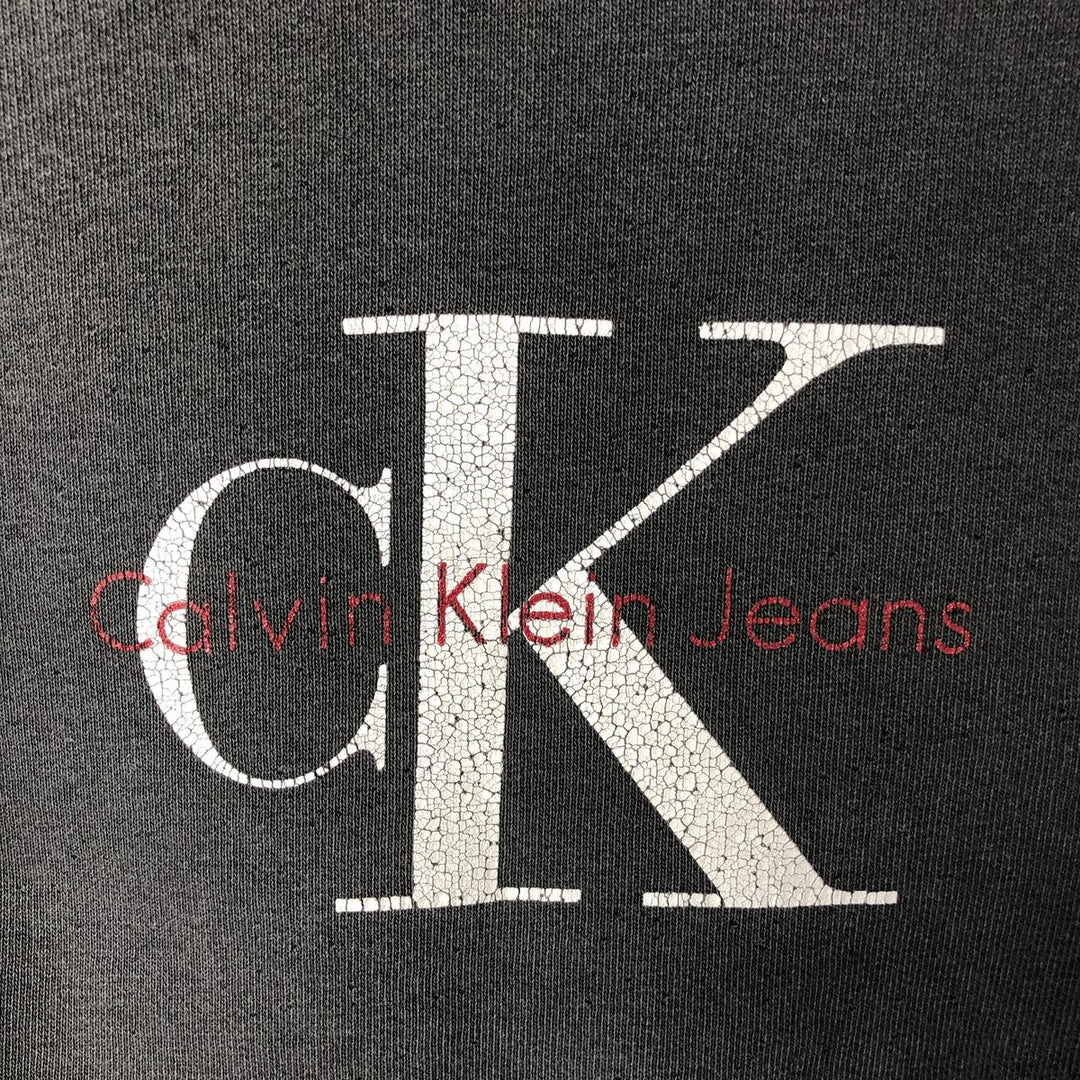 90s-00'S Calvin Klein Jeans Logo Sweatshirt, Made in USA, Men's Size Small cotton gray type Vintage Second Hand