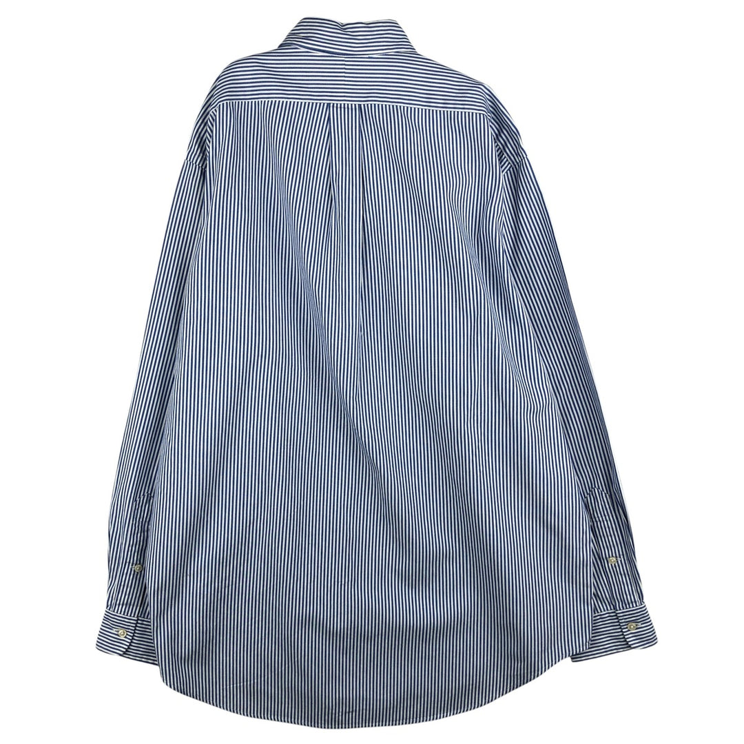 Ralph Lauren YARMOUTH long-sleeved button-down striped shirt, made in Sri Lanka, men's size L cotton Navy blue Vintage Second Hand