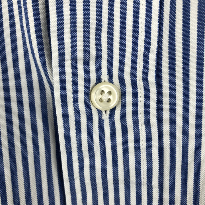 Ralph Lauren YARMOUTH long-sleeved button-down striped shirt, made in Sri Lanka, men's size L cotton Navy blue Vintage Second Hand