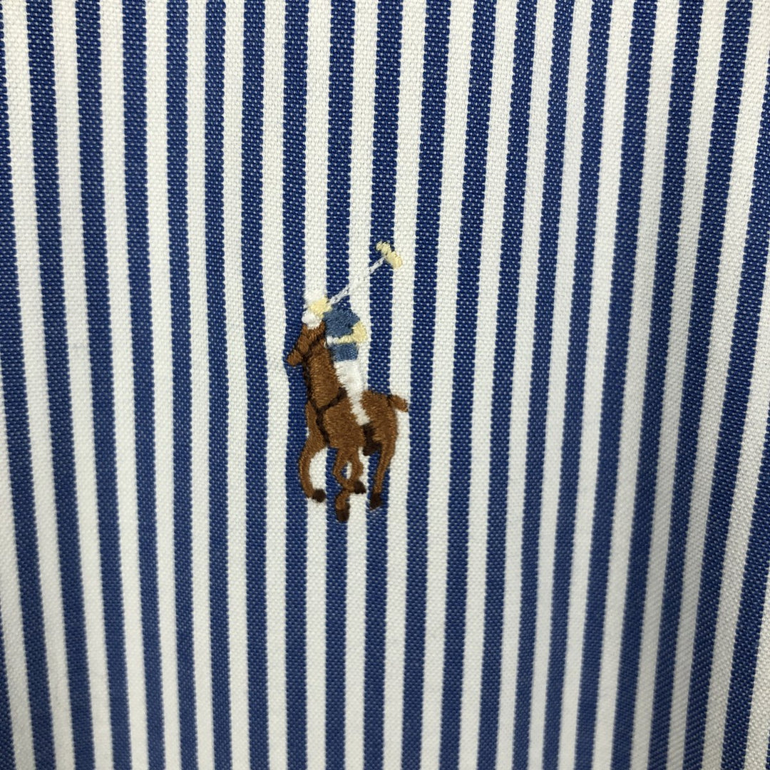 Ralph Lauren YARMOUTH long-sleeved button-down striped shirt, made in Sri Lanka, men's size L cotton Navy blue Vintage Second Hand