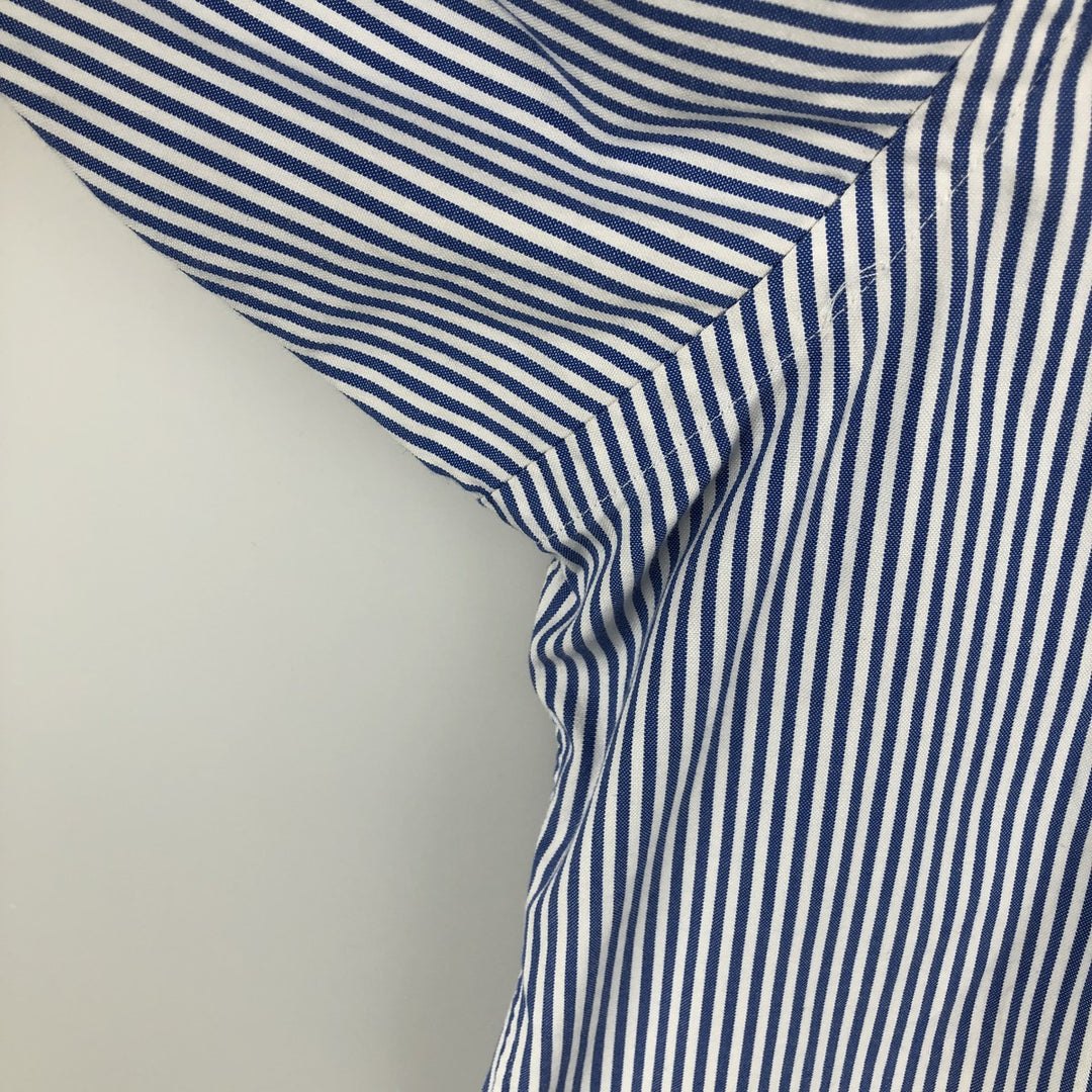 Ralph Lauren YARMOUTH long-sleeved button-down striped shirt, made in Sri Lanka, men's size L cotton Navy blue Vintage Second Hand