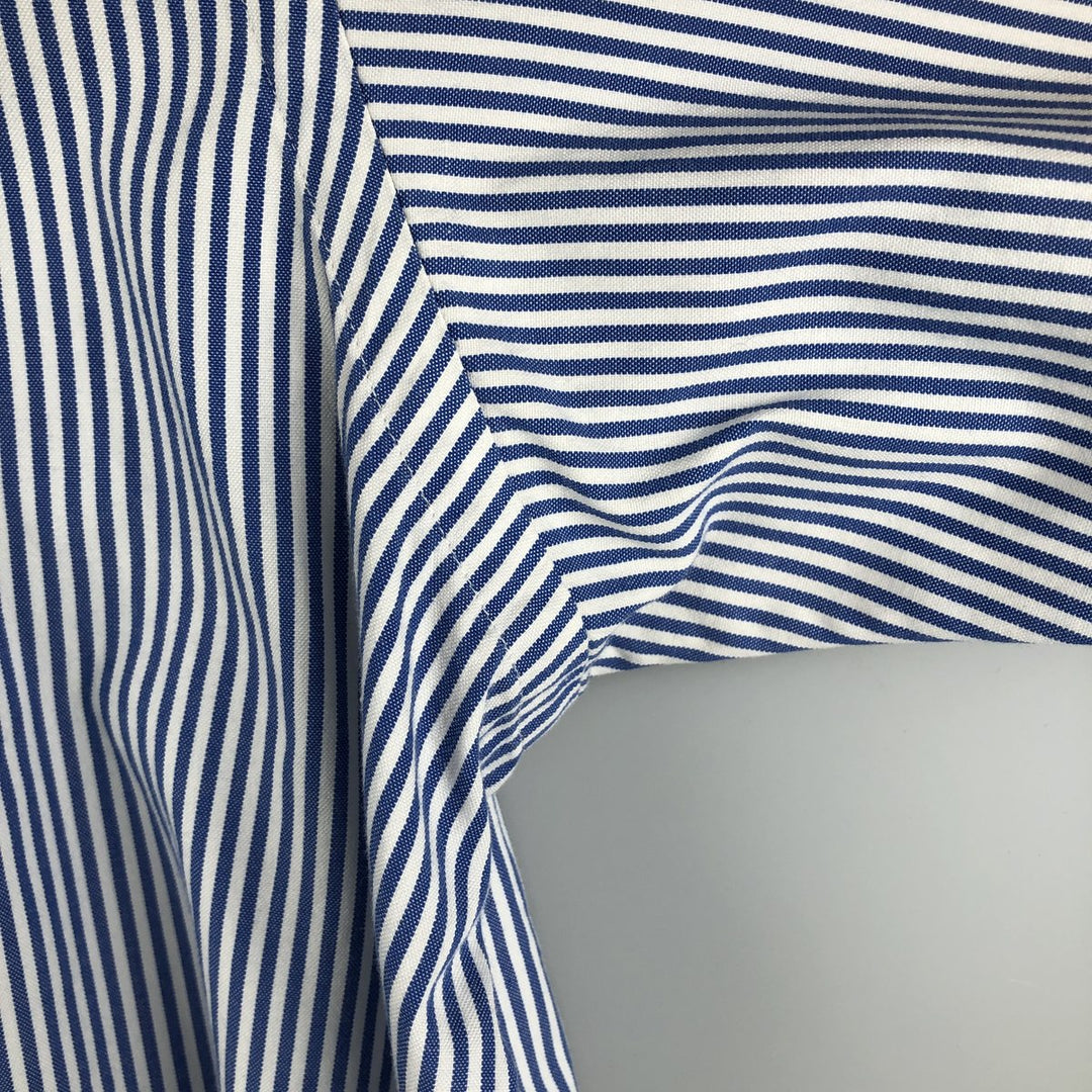 Ralph Lauren YARMOUTH long-sleeved button-down striped shirt, made in Sri Lanka, men's size L cotton Navy blue Vintage Second Hand
