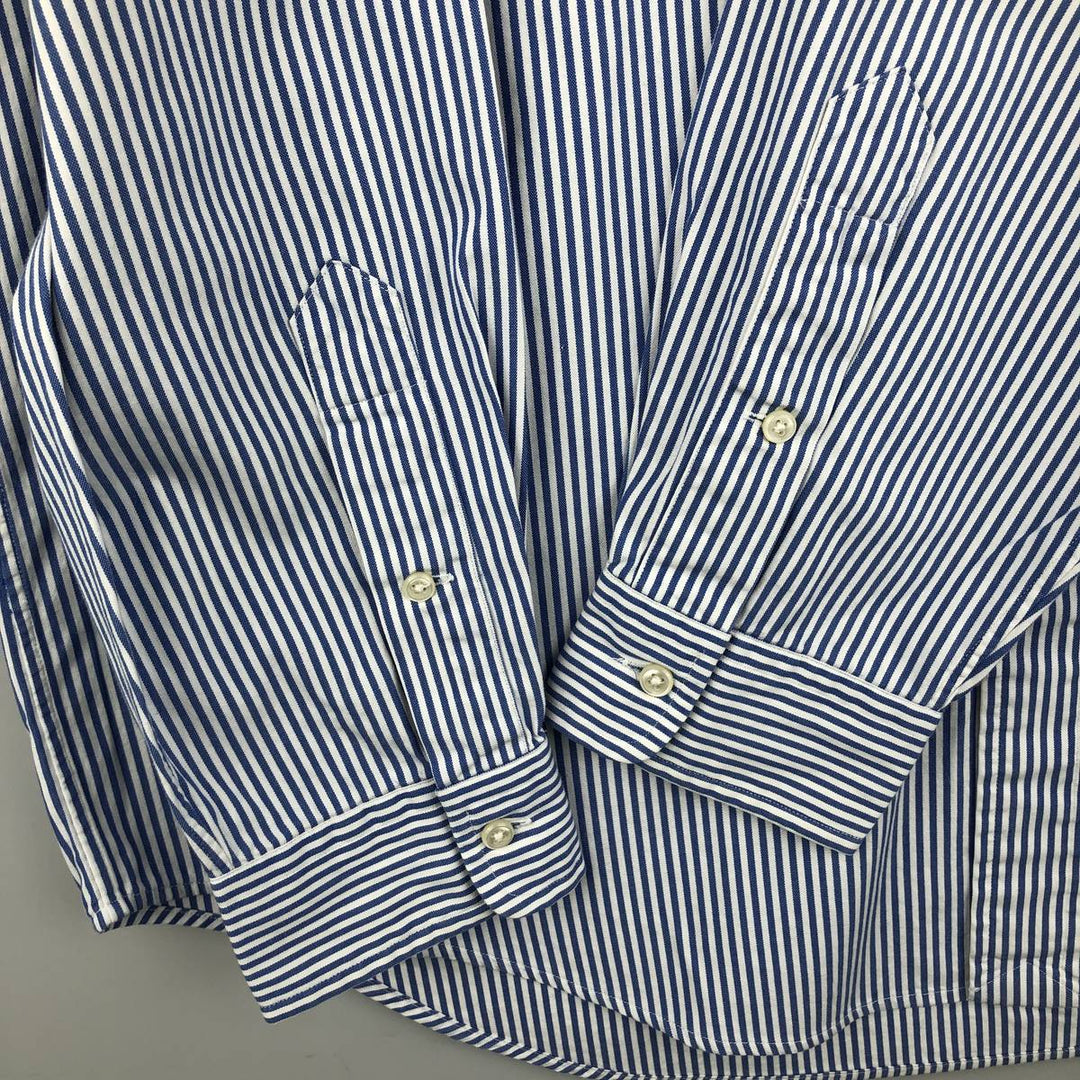 Ralph Lauren YARMOUTH long-sleeved button-down striped shirt, made in Sri Lanka, men's size L cotton Navy blue Vintage Second Hand