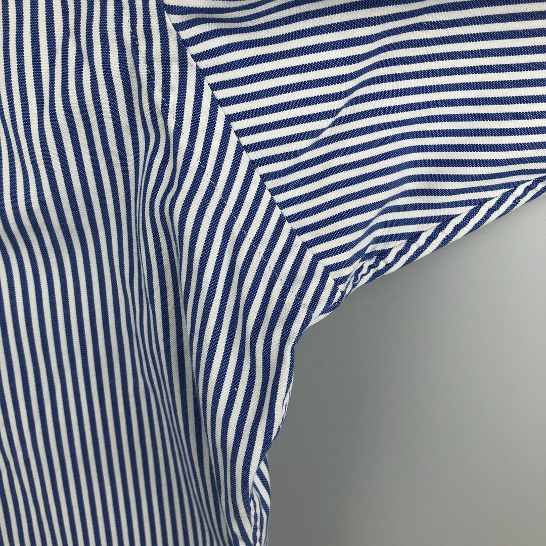 Ralph Lauren YARMOUTH long-sleeved button-down striped shirt, made in Sri Lanka, men's size L cotton Navy blue Vintage Second Hand