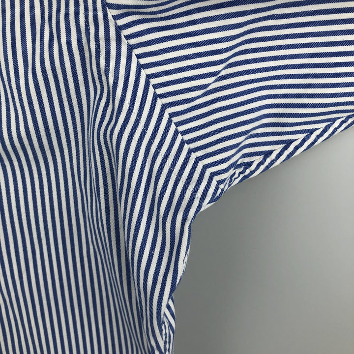 Ralph Lauren YARMOUTH long-sleeved button-down striped shirt, made in Sri Lanka, men's size L cotton Navy blue Vintage Second Hand