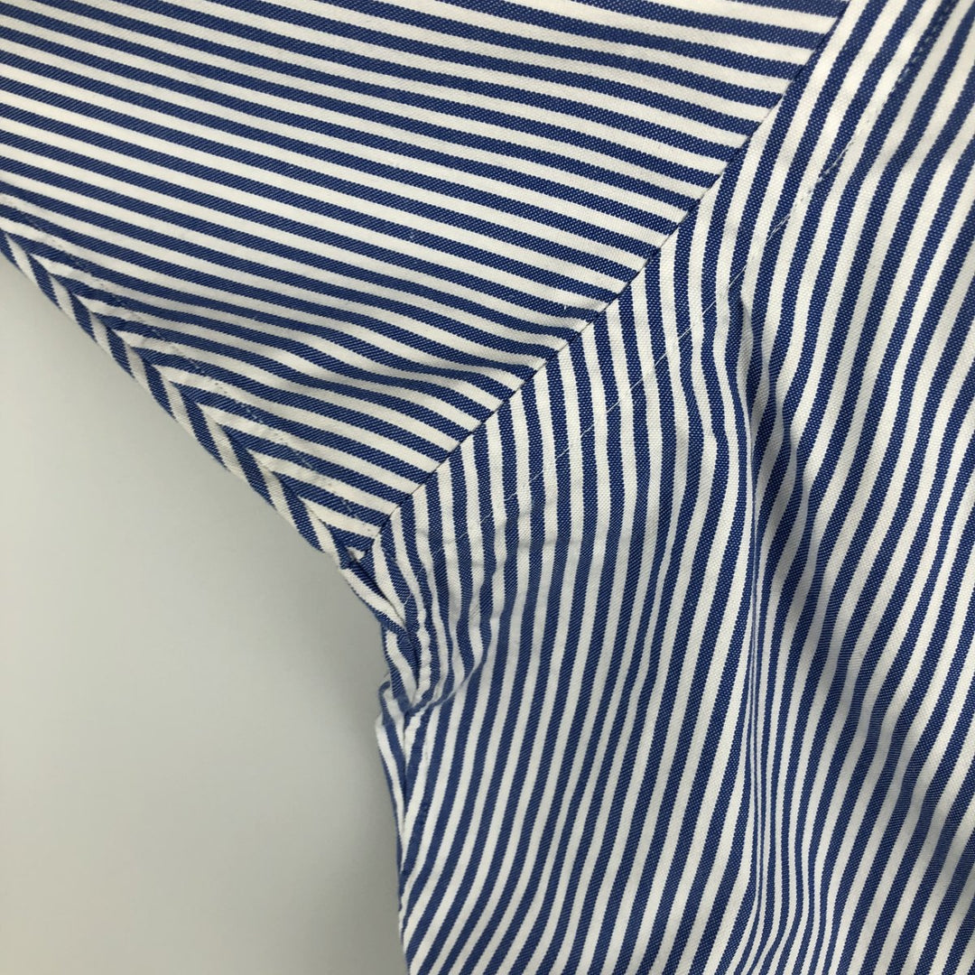 Ralph Lauren YARMOUTH long-sleeved button-down striped shirt, made in Sri Lanka, men's size L cotton Navy blue Vintage Second Hand