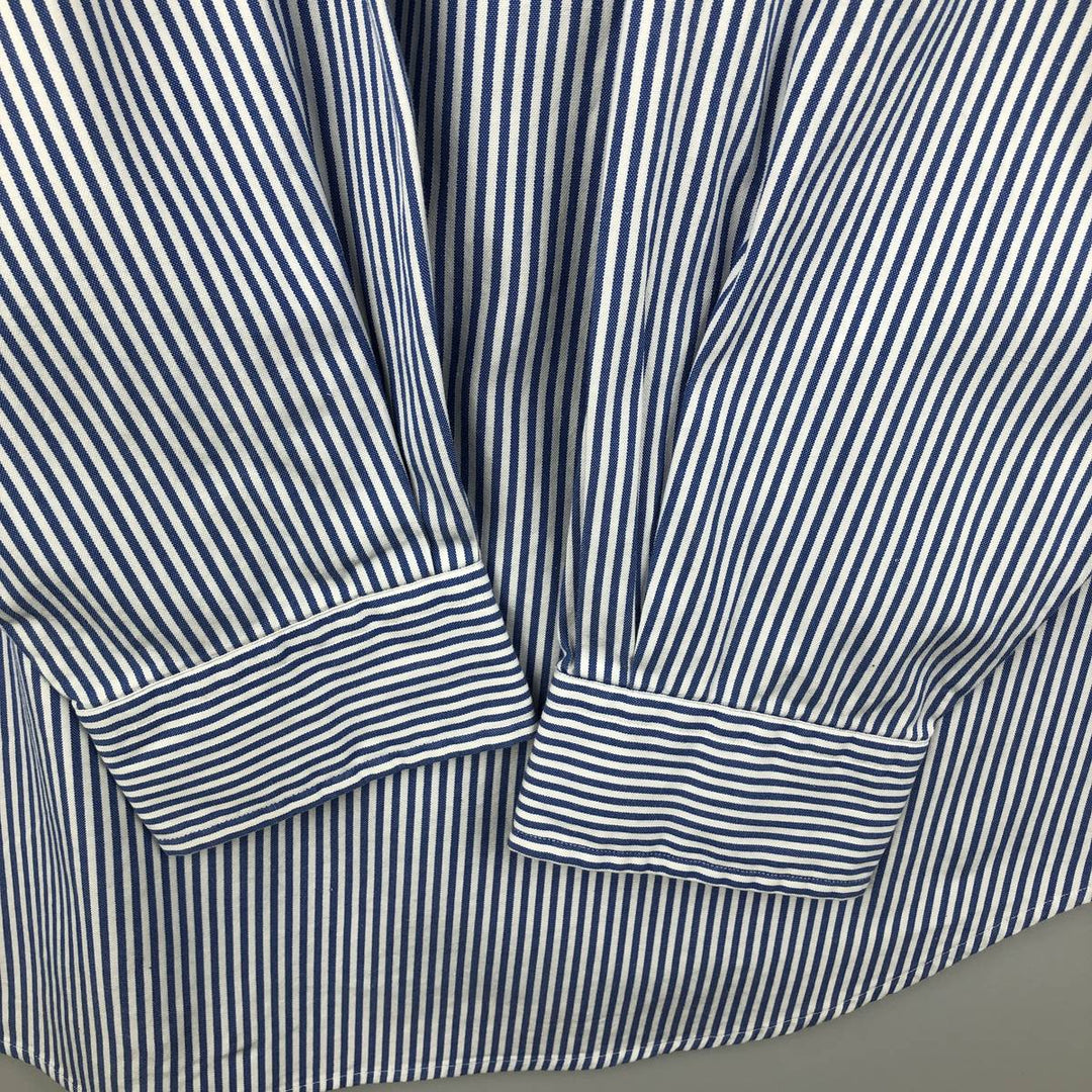 Ralph Lauren YARMOUTH long-sleeved button-down striped shirt, made in Sri Lanka, men's size L cotton Navy blue Vintage Second Hand
