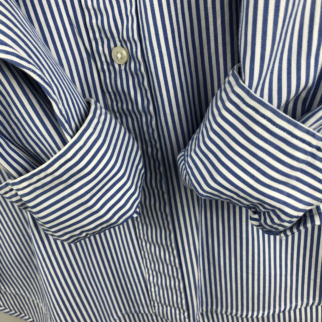 Ralph Lauren YARMOUTH long-sleeved button-down striped shirt, made in Sri Lanka, men's size L cotton Navy blue Vintage Second Hand