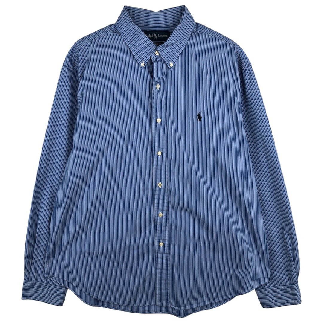 Ralph Lauren Classic Fit Long Sleeve Button Down Striped Shirt Men's XL cotton Blue type light blue Vintage Second Hand