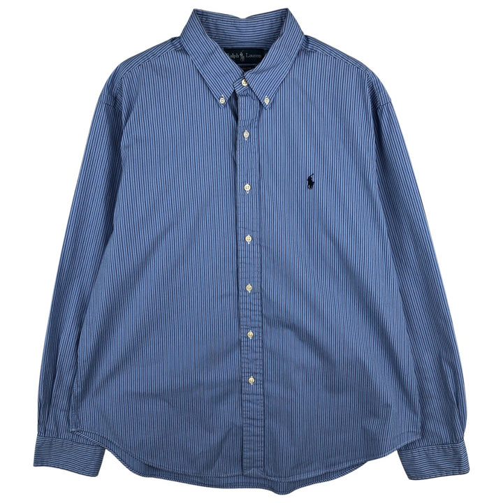 Ralph Lauren Classic Fit Long Sleeve Button Down Striped Shirt Men's XL cotton Blue type light blue Vintage Second Hand
