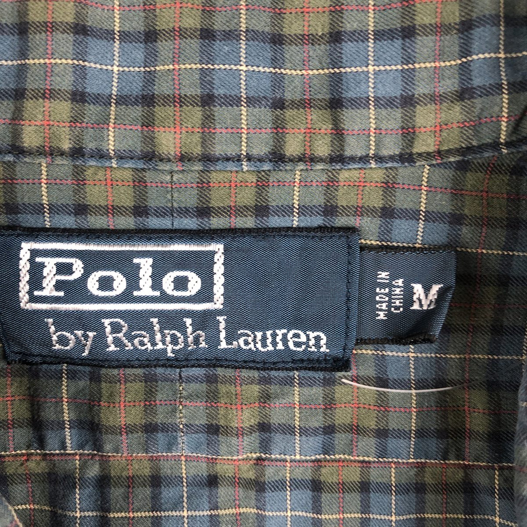 Ralph Lauren POLO by Ralph Lauren long-sleeved check shirt, men's size M cotton blue type Vintage Second Hand