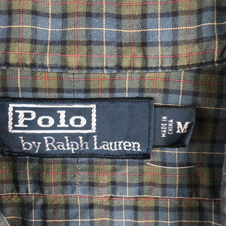 Ralph Lauren POLO by Ralph Lauren long-sleeved check shirt, men's size M cotton blue type Vintage Second Hand