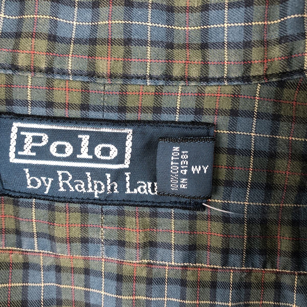 Ralph Lauren POLO by Ralph Lauren long-sleeved check shirt, men's size M cotton blue type Vintage Second Hand