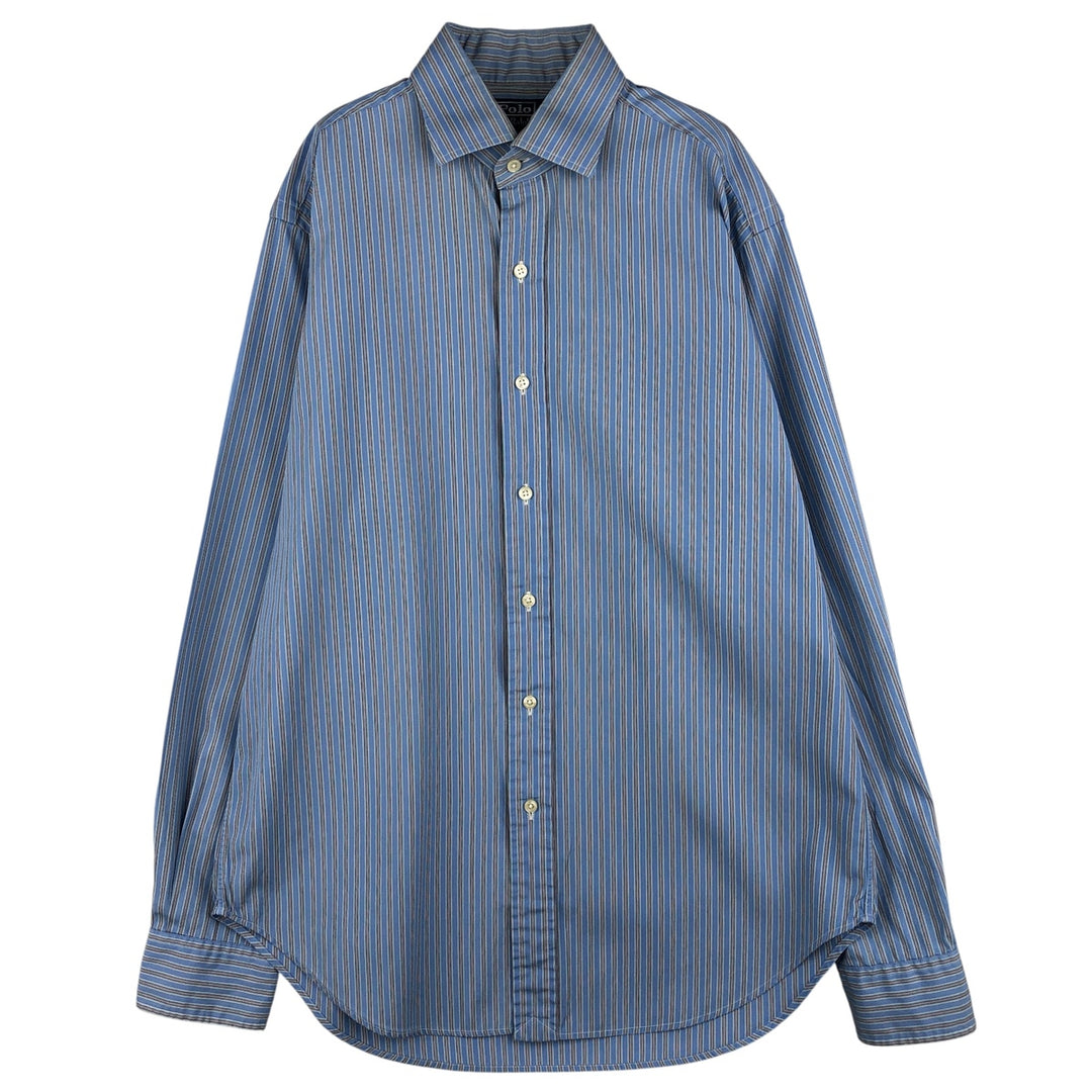 Ralph Lauren POLO by Ralph Lauren REGENT long-sleeved cotton striped shirt, men's size M cotton Blue type light blue Vintage Second Hand