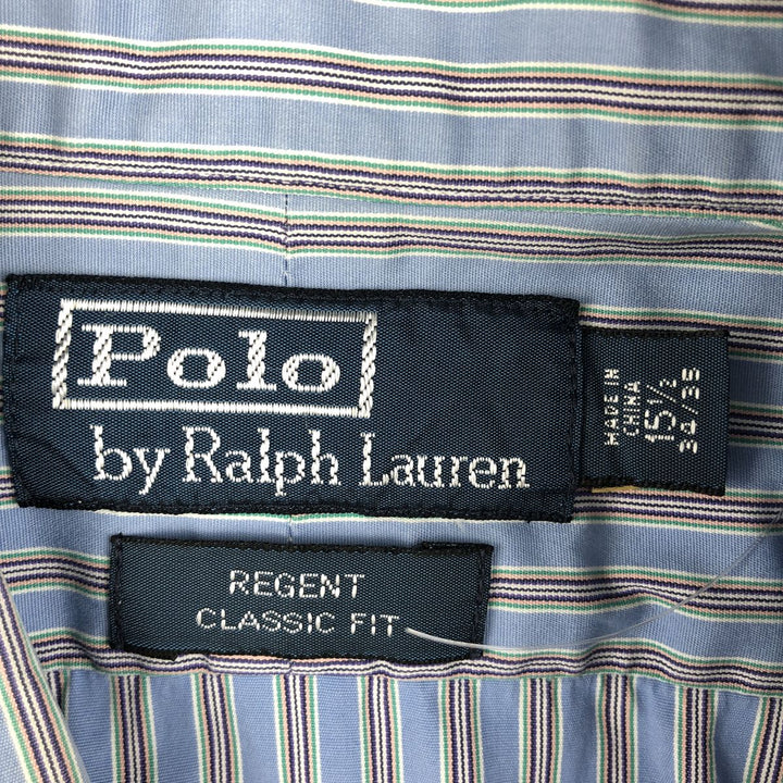 Ralph Lauren POLO by Ralph Lauren REGENT long-sleeved cotton striped shirt, men's size M cotton Blue type light blue Vintage Second Hand