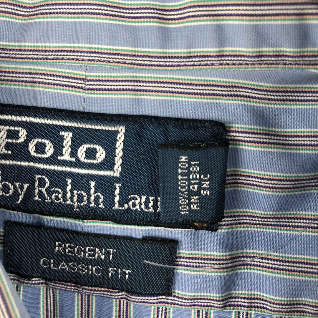 Ralph Lauren POLO by Ralph Lauren REGENT long-sleeved cotton striped shirt, men's size M cotton Blue type light blue Vintage Second Hand