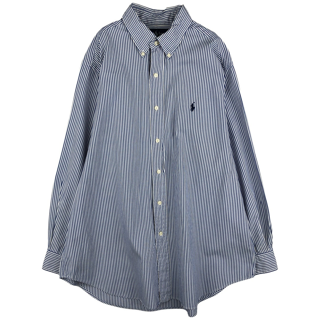 Ralph Lauren Classic Fit Long Sleeve Button Down Striped Shirt Men's XL cotton navy blue type Vintage Second Hand