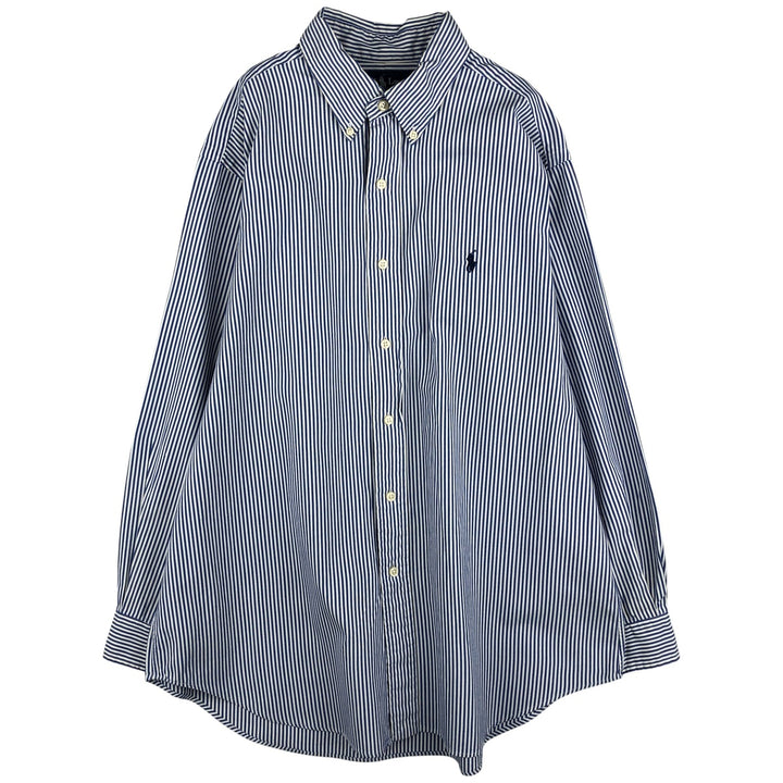Ralph Lauren Classic Fit Long Sleeve Button Down Striped Shirt Men's XL cotton navy blue type Vintage Second Hand