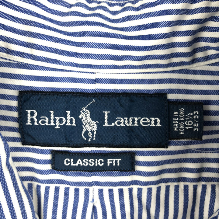 Ralph Lauren Classic Fit Long Sleeve Button Down Striped Shirt Men's XL cotton navy blue type Vintage Second Hand