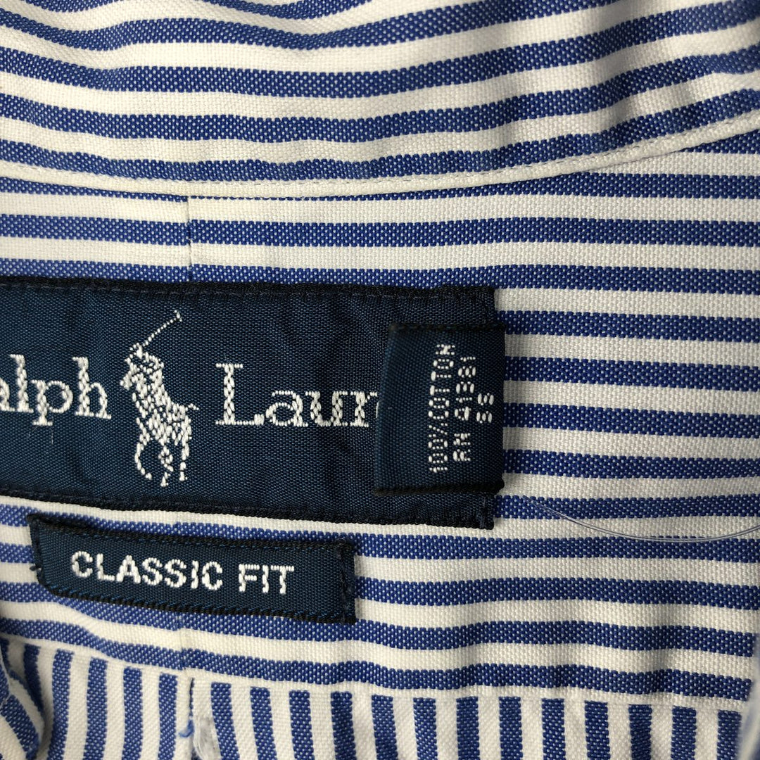 Ralph Lauren Classic Fit Long Sleeve Button Down Striped Shirt Men's XL cotton navy blue type Vintage Second Hand