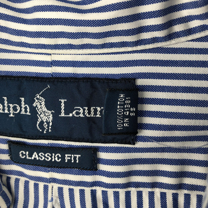 Ralph Lauren Classic Fit Long Sleeve Button Down Striped Shirt Men's XL cotton navy blue type Vintage Second Hand