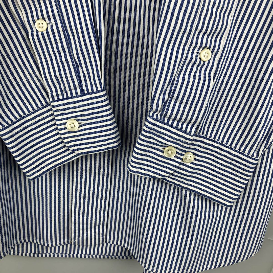 Ralph Lauren Classic Fit Long Sleeve Button Down Striped Shirt Men's XL cotton navy blue type Vintage Second Hand