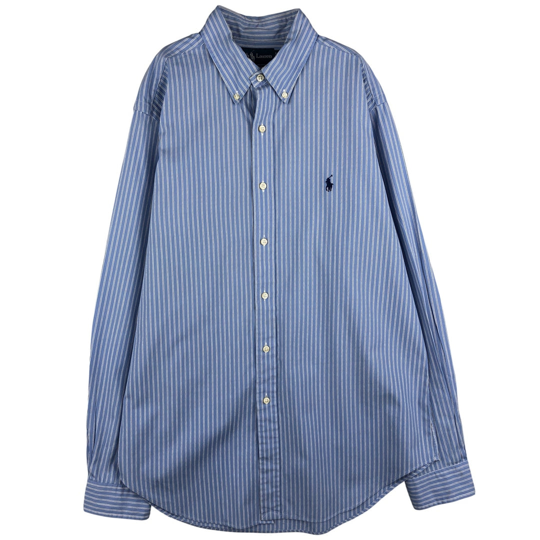 Ralph Lauren Classic Fit Long Sleeve Button Down Striped Shirt, Men's Size L cotton blue type Vintage Second Hand