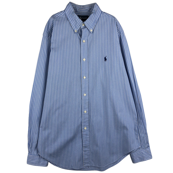 Ralph Lauren Classic Fit Long Sleeve Button Down Striped Shirt, Men's Size L cotton blue type Vintage Second Hand