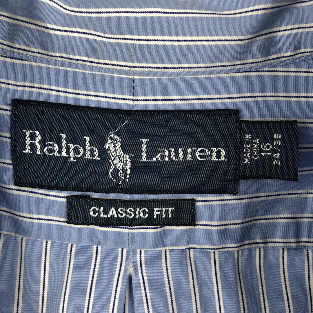 Ralph Lauren Classic Fit Long Sleeve Button Down Striped Shirt, Men's Size L cotton blue type Vintage Second Hand