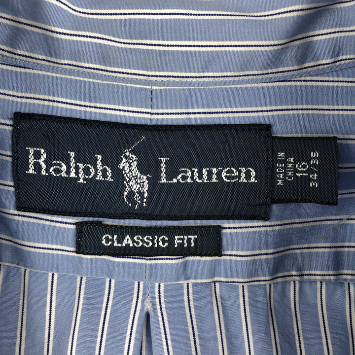 Ralph Lauren Classic Fit Long Sleeve Button Down Striped Shirt, Men's Size L cotton blue type Vintage Second Hand
