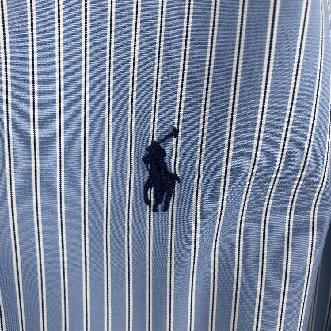Ralph Lauren Classic Fit Long Sleeve Button Down Striped Shirt, Men's Size L cotton blue type Vintage Second Hand