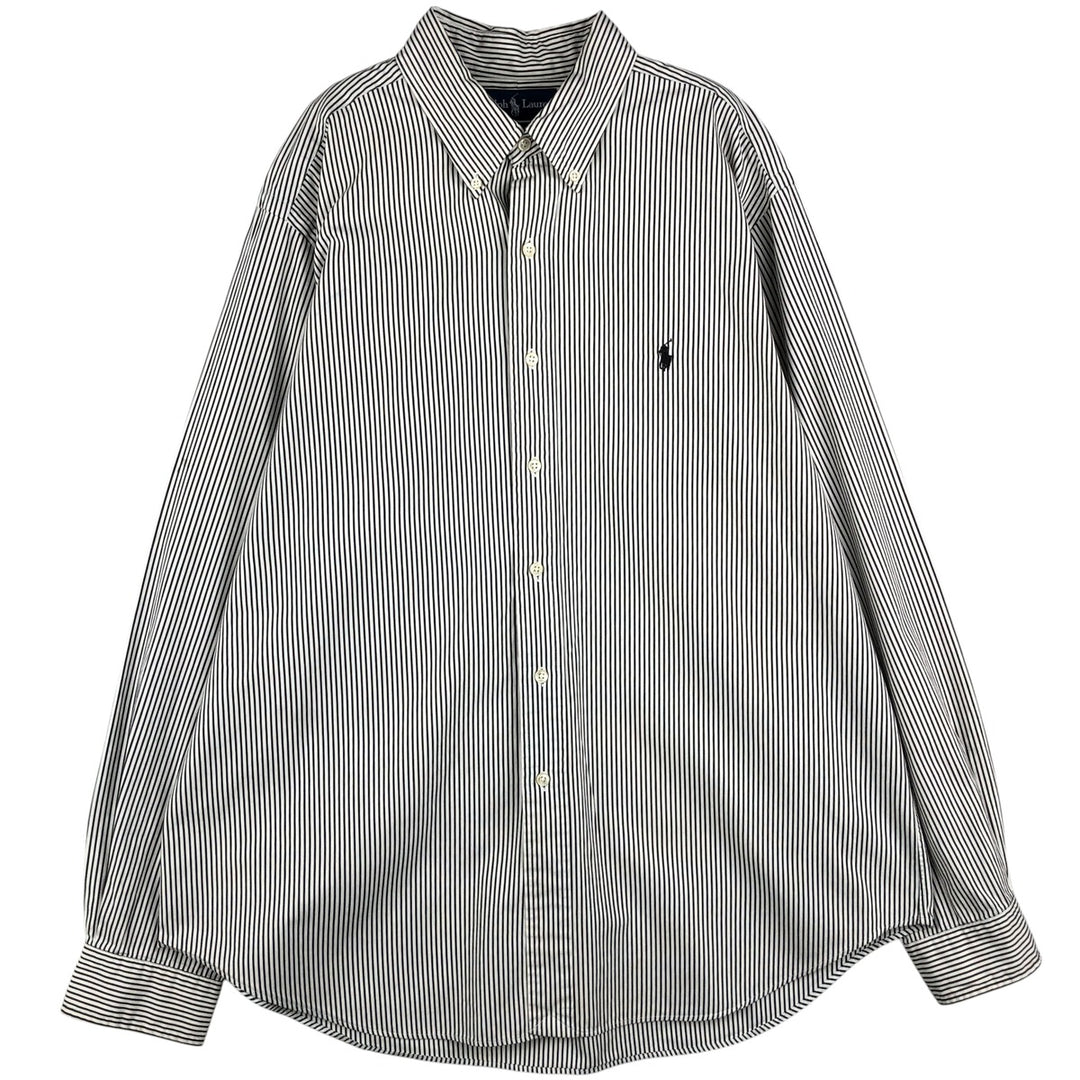 Ralph Lauren Classic Fit Long Sleeve Button Down Striped Shirt Men's XL cotton black type Vintage Second Hand